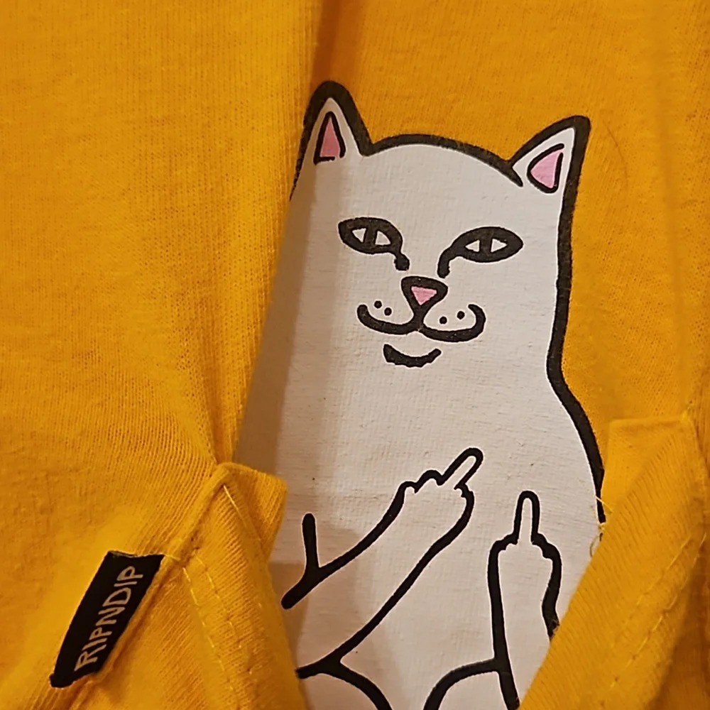 RIPNDIP Yellow Gold Peeking Lord Nermal Long Sleeve Graphic Top Sz Medium - Picture 4 of 10